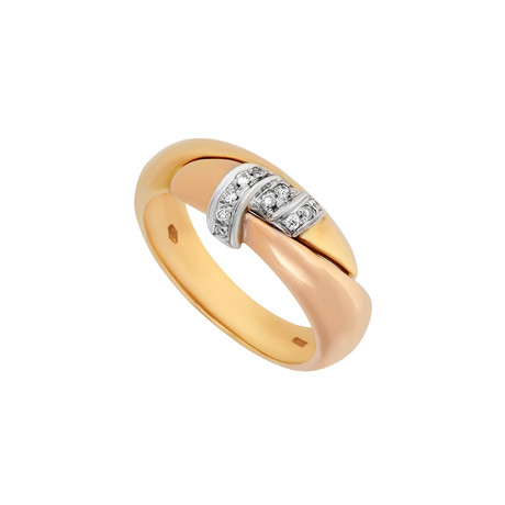 Estate 18k Two-Tone Gold Diamond Ring // Ring Size: 8