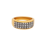 Estate 18k Yellow Gold 3 Row Diamond Ring // Ring Size: 7.75