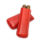 Tampa Fuego // Crocodile Embossed Genuine Leather // 2-Finger Cigar Case