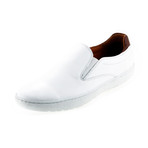 MT0531 // Leather Slip-On-Sneaker // White + Tan (Euro: 40)