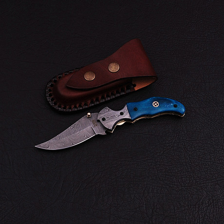 Handmade Damascus Folding Knife // 2785