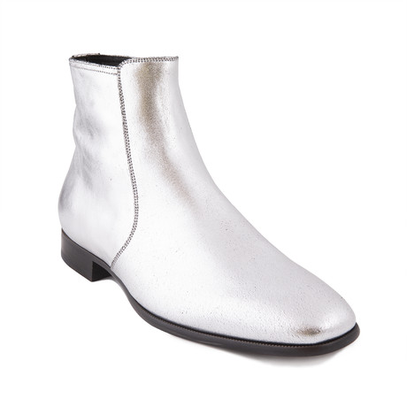 Men's Chelsea Argento Leather Ankle Boots // Silver (US: 7)