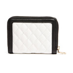 Quilted Leather Wallet // White + Brown + Black