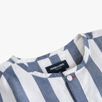 Tamariu // Indigo Blue + White Banker Stripes (Medium (Slim))