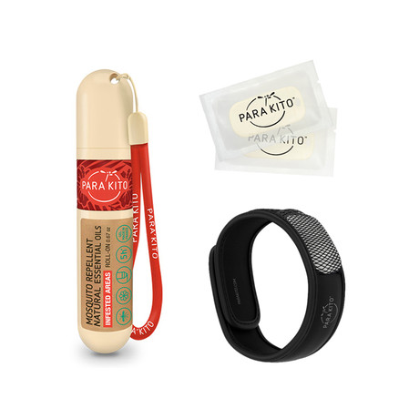 Mosquito Repellent Wristband Black + Roll-on Gel
