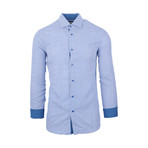 Alfredo Casual Long-Sleeve Button-Down Shirt // White + Blue (S)