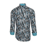 Lavern Casual Long-Sleeve Button-Down Shirt // Turquoise (3XL)