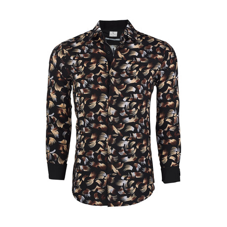 Silas Casual Long-Sleeve Button-Down Shirt // Black (S)