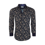 Eusebio Casual Long-Sleeve Button-Down Shirt // Navy (XL)