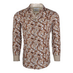 Aubrey Casual Long-Sleeve Button-Down Shirt // Brown (L)