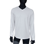 4-Way Stretch Long-Sleeve V-Neck // Bright White (XL)