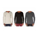 Super Soft Two-Button Henley // Oatmeal + Black + Dark Gray // Pack of 3 (M)