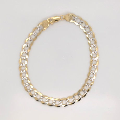 10K Two-Tone Gold Cuban Chain Bracelet // 7mm // 8"