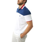 Two-Tone Short Sleeve Polo // White + Navy (M)