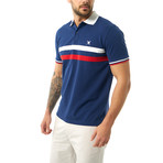 Two-Stripe Short Sleeve Polo // Navy (S)