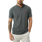 Collarless Short Sleeve Polo // Anthracite (2XL)