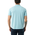 Collarless Short Sleeve Polo // Baby Blue (XS)