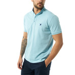 Collarless Short Sleeve Polo // Baby Blue (L)