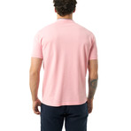 Collarless Short Sleeve Polo // Pink (XS)