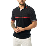 Dual Pattern Short Sleeve Polo // Black (M)