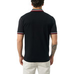 Dual Pattern Short Sleeve Polo // Black (M)