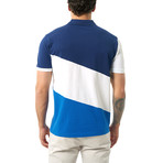 Diagonal Color Block Short Sleeve Polo // Navy (XL)