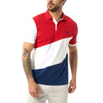 Diagonal Color Block Short Sleeve Polo // Red (L)