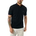 Collarless Short Sleeve Polo // Black (M)