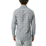 Grid Pattern Button-Up Shirt // Black + Blue + White (M)