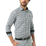 Grid Pattern Button-Up Shirt // Black + Blue + White (3XL)