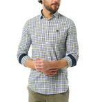 Plaid Button-Up Shirt // Green + Navy (S)