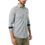 Plaid Button-Up Shirt // Green + Navy (M)
