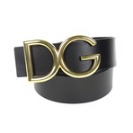 Dolce & Gabbana // Gold DG Leather Belt // Black (85)