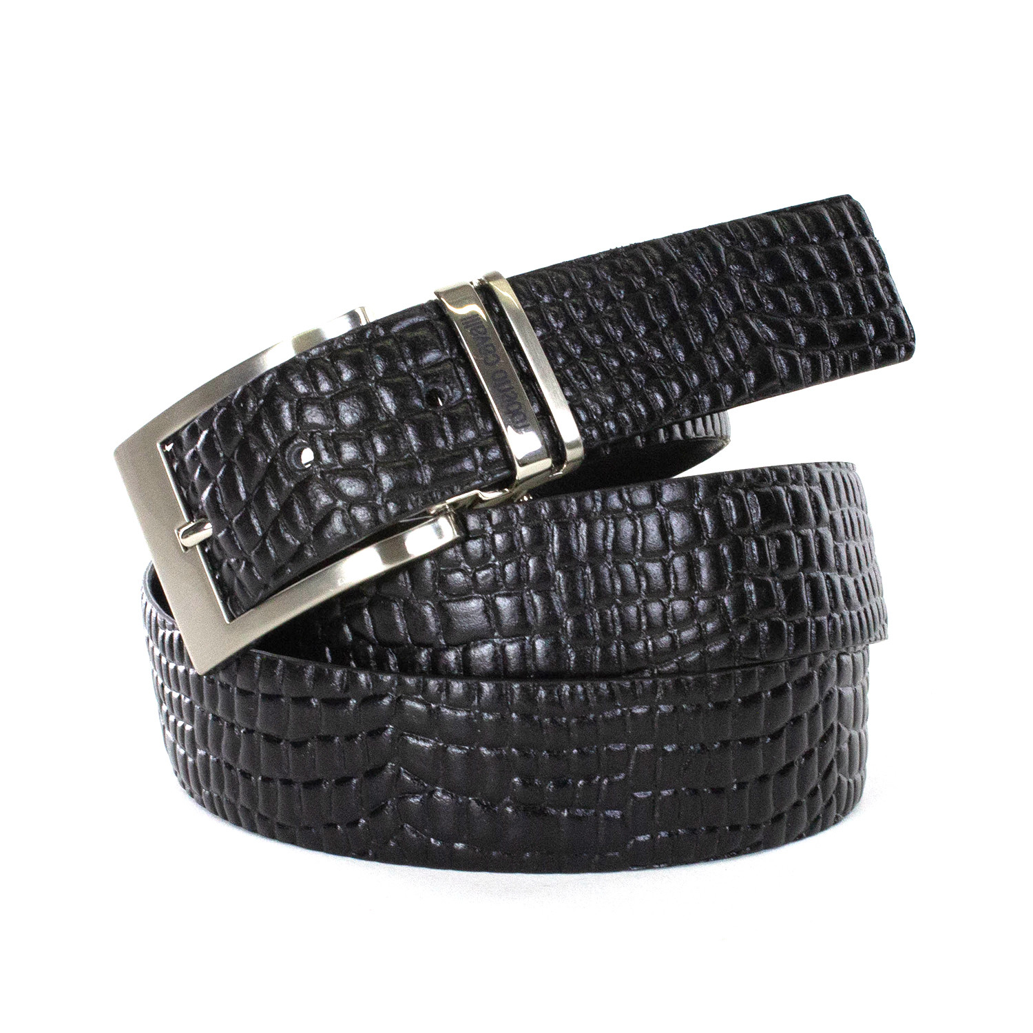 Roberto Cavalli // Deep Texture Leather Belt // Black (85) - Designer