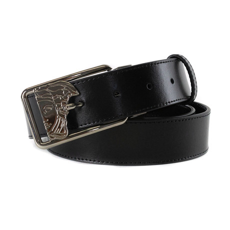 Versace Collection // Medusa 2 Leather Belt // Black (85)