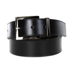 Versace Collection // Engraved Buckle Leather Belt // Black (100)