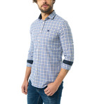 Plaid Button-Up Shirt // Sax + White (S)