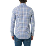 Plaid Button-Up Shirt // Sax + White (L)