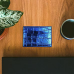 Croco Slim Card Wallet (Electric Blue)