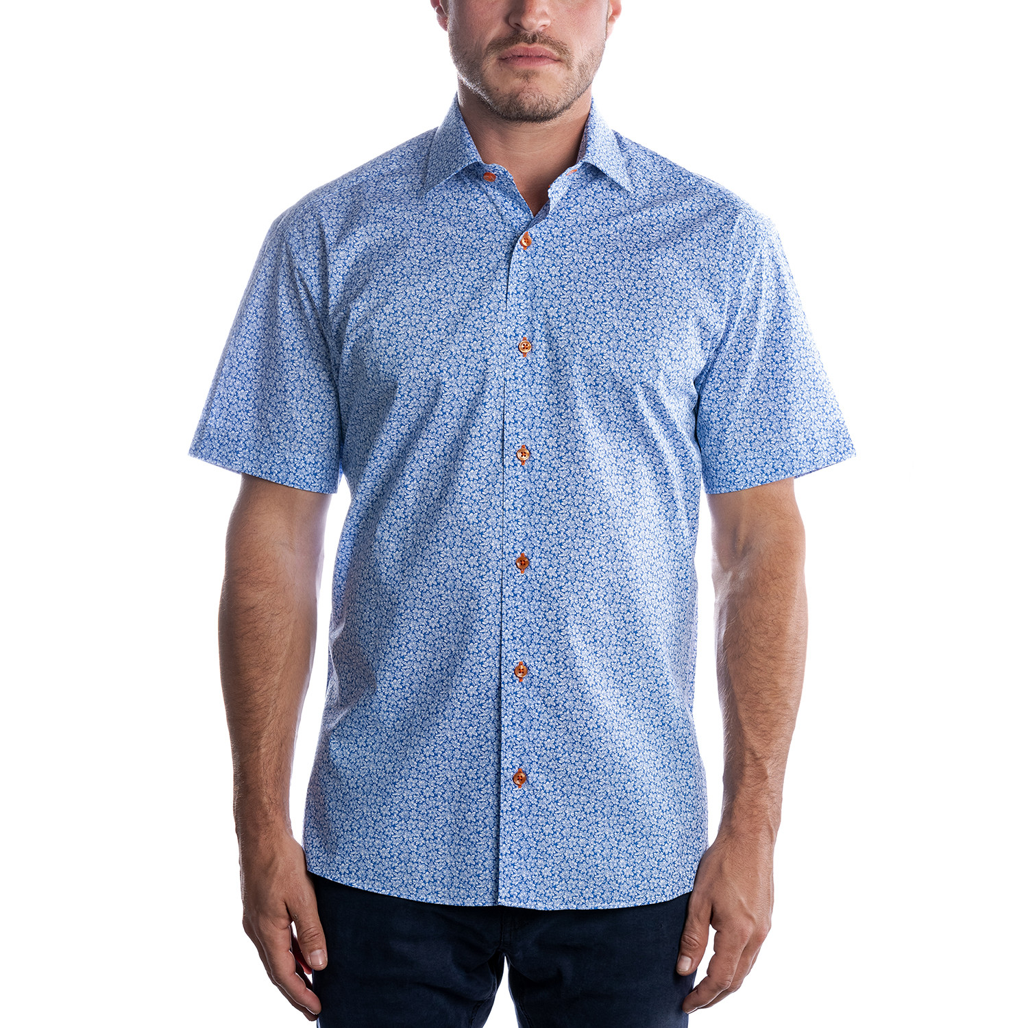 Sergio Short Sleeve Shirt // Blue (XS) - Masutto - Touch of Modern