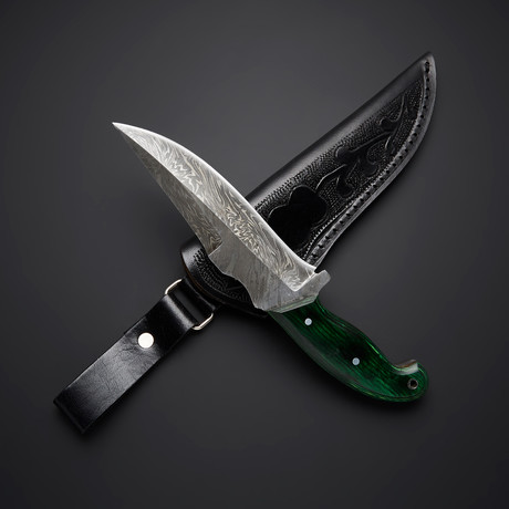 Fixed Blade Damascus Steel Hunting Knife // HB-0462