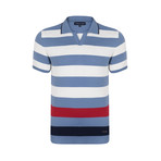 Alexis Knitwear Polo Shirt // Blue + Red + Navy (L)