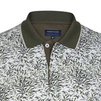 Leaf Print Polo Shirt // Green + White (2XL)