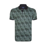 Vine Print Polo Shirt // Green + Black (M)