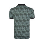 Vine Print Polo Shirt // Green + Black (XL)