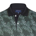 Vine Print Polo Shirt // Green + Black (L)