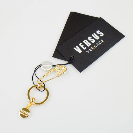 Versus Versace // Gold Lion Head Safety Pin Key Chain