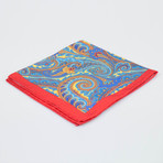 Battisti Napoli // Paisley Pattern Silk Pocket Square // Red + Multicolor