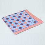 E. Marinella Napoli // Houndstooth Pattern Silk Pocket Square // Red + Blue