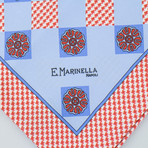 E. Marinella Napoli // Houndstooth Pattern Silk Pocket Square // Red + Blue